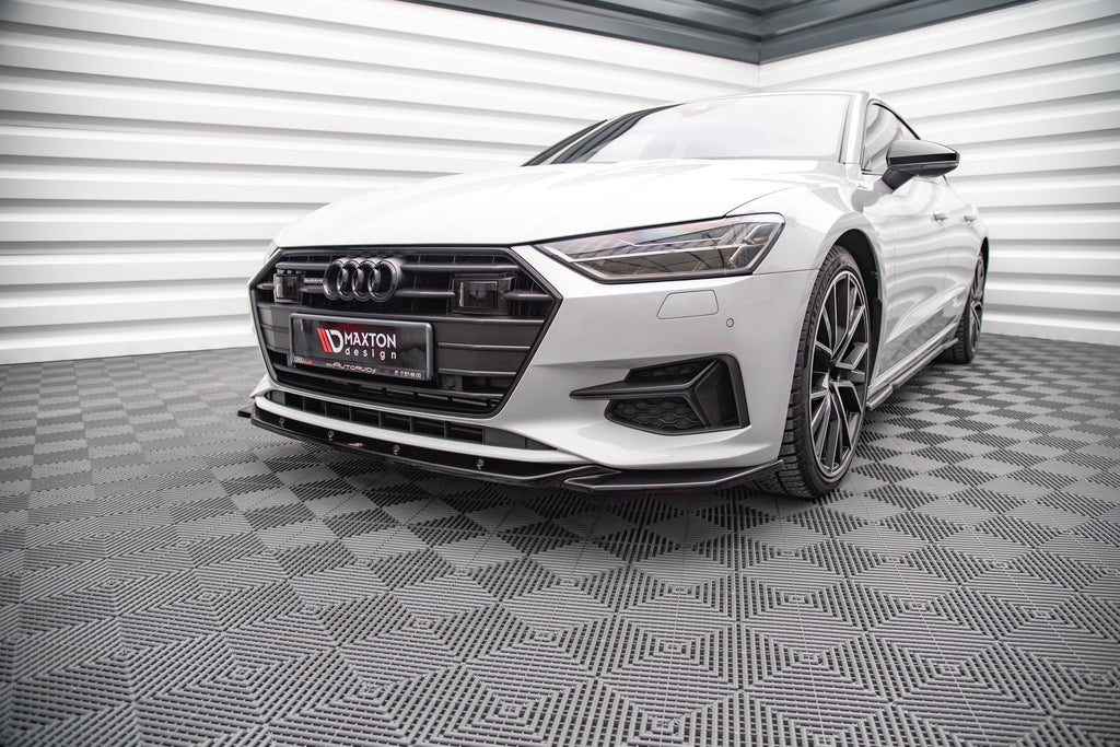 Maxton Design Street+ Spoilerlippe Front Ansatz V.1 passend für Audi A7 C8 schwarz Hochglanz