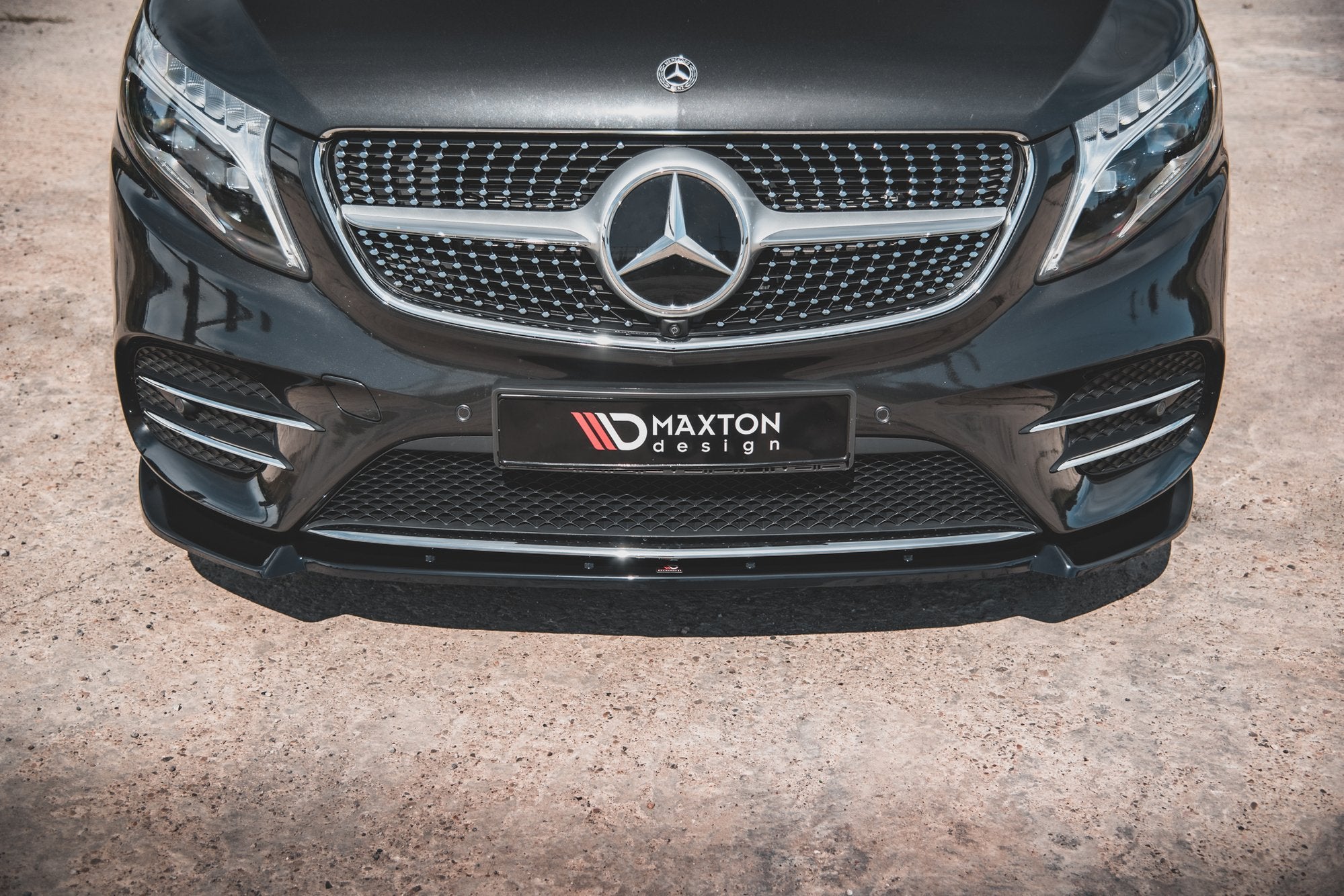 Maxton Design Street+ Spoilerlippe Front Ansatz V.3 passend für Mercedes-Benz V-Klasse AMG-Line W447 schwarz Hochglanz