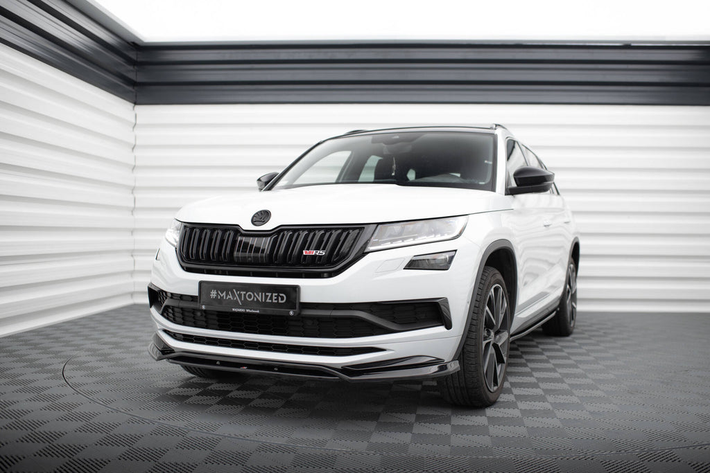 Maxton Design Street+ Spoilerlippe Front Ansatz passend für Skoda Kodiaq Mk1 Sportline/RS schwarz Hochglanz
