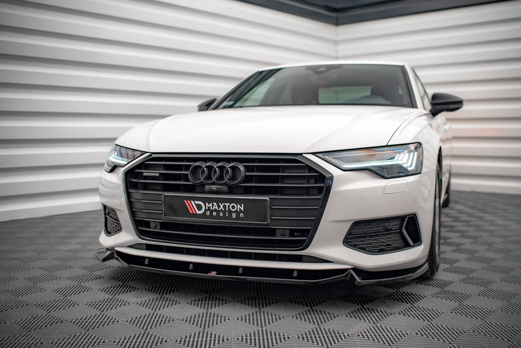 Maxton Design Street+ Spoilerlippe Front Ansatz V.2 passend für Audi A6 C8 schwarz Hochglanz