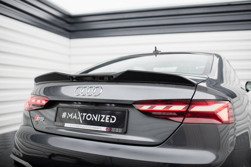 Maxton Design Spoiler CAP 3D passend für Audi S5 Coupe / A5 S-Line / A5 Coupe F5 Facelift schwarz Hochglanz