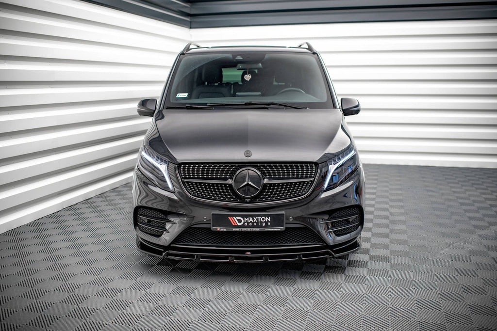 Maxton Design Street+ Spoilerlippe Front Ansatz V.5 passend für Mercedes-Benz V-Klasse AMG-Line W447 schwarz Hochglanz
