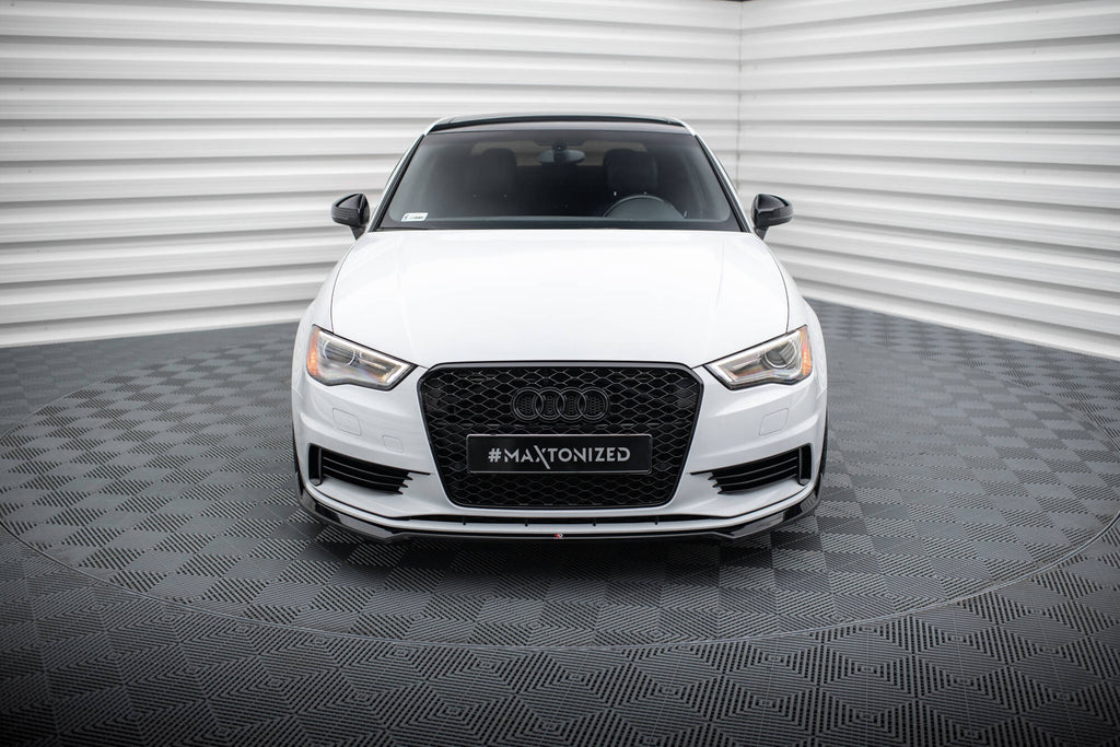 Maxton Design Street+ Spoilerlippe Front Ansatz V.2 passend für Audi A3 Limousine 8V schwarz Hochglanz
