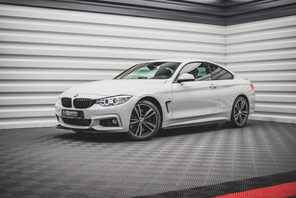 Maxton Design Street+ Spoilerlippe Front Ansatz V.2 passend für BMW 4er Coupe / Gran Coupe / Cabrio M-Paket F32 / F36 / F33 schwarz Hochglanz