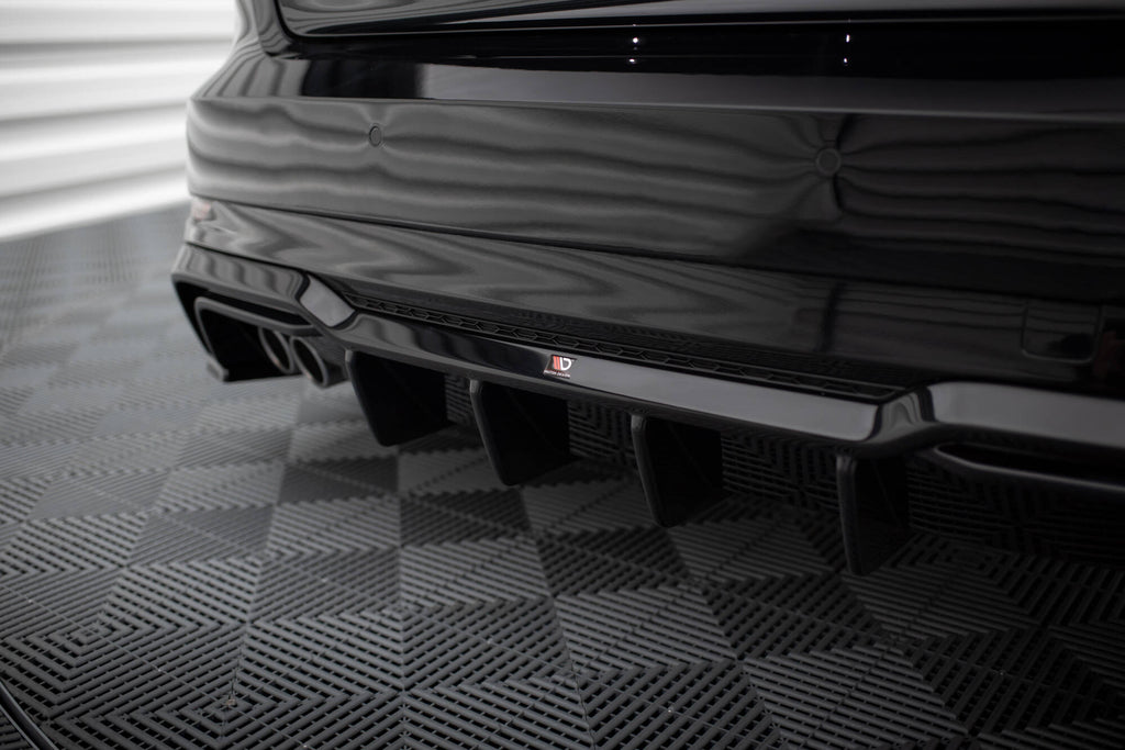 Maxton Design Diffusor Heck Ansatz passend für Audi A3 S-Line Sportback 8V Facelift (Doppelauspuff li.)