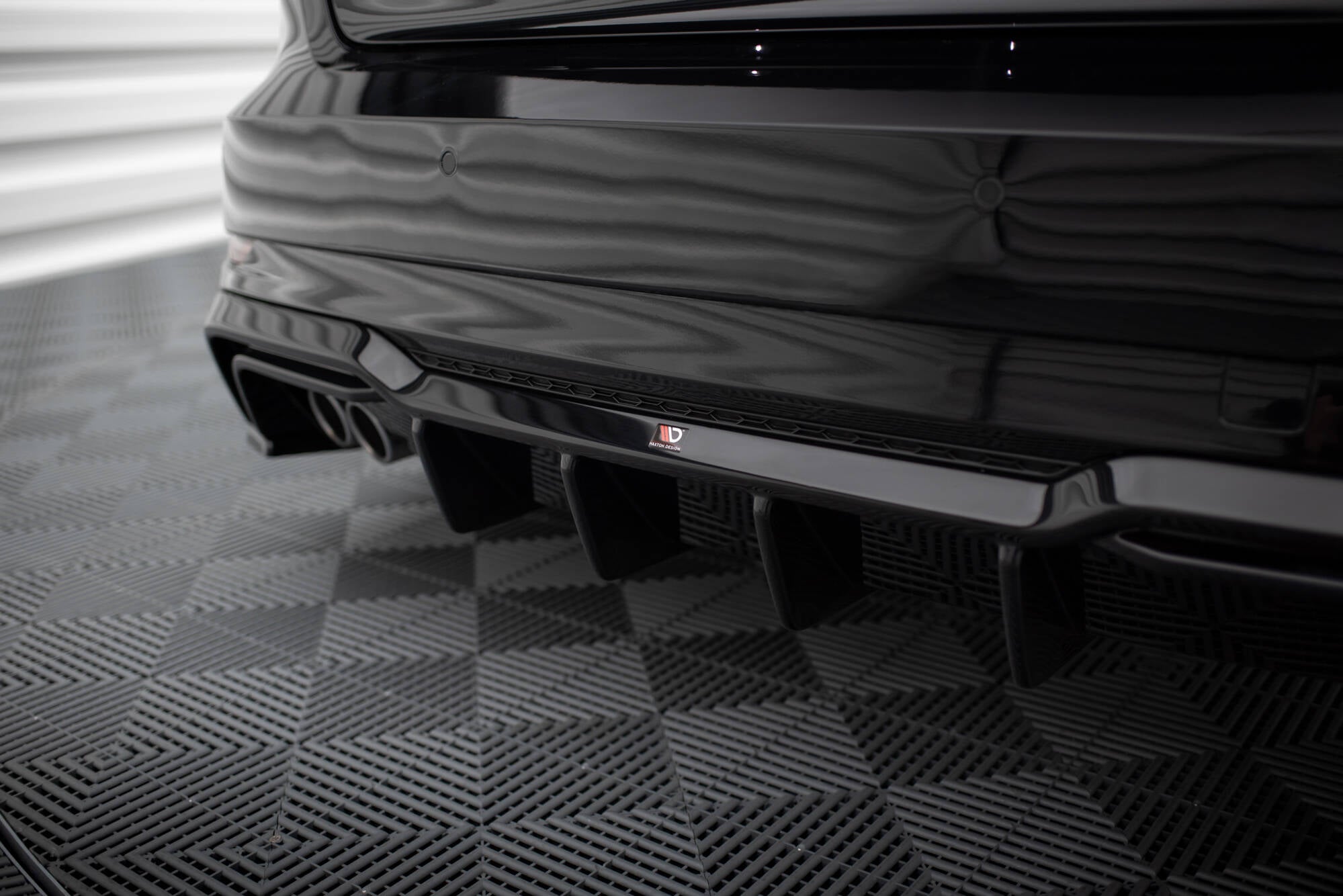 Maxton Design Diffusor Heck Ansatz passend für Audi A3 S-Line Sportback 8V Facelift (Doppelauspuff li.)
