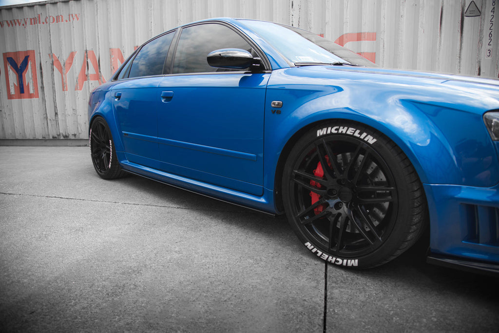 Maxton Design Street+ Seitenschweller Leisten passend für Audi RS4 B7 schwarz Hochglanz