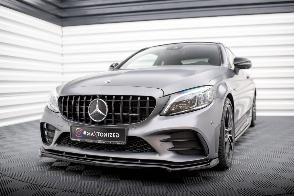 Maxton Design Street+ Spoilerlippe Front Ansatz V.1 passend für Mercedes-AMG C43 Coupe / Cabrio / Limousine / Kombi C205 / A205 / W205 / S205 Facelift schwarz Hochglanz