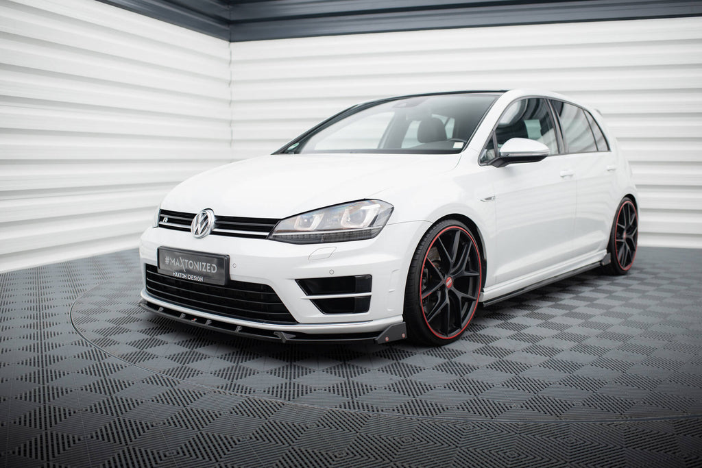 Maxton Design Street+ Spoilerlippe Front Ansatz V.5 + Flaps passend für VW Golf R / R-Line Mk7