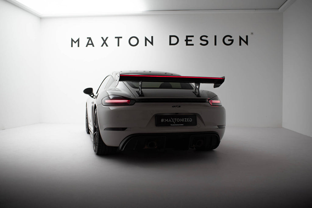 Maxton Design Carbon Spoiler With Internal Brackets Uprights V.1 + LED Porsche 718 Cayman 982c für Porsche Cayman 982c