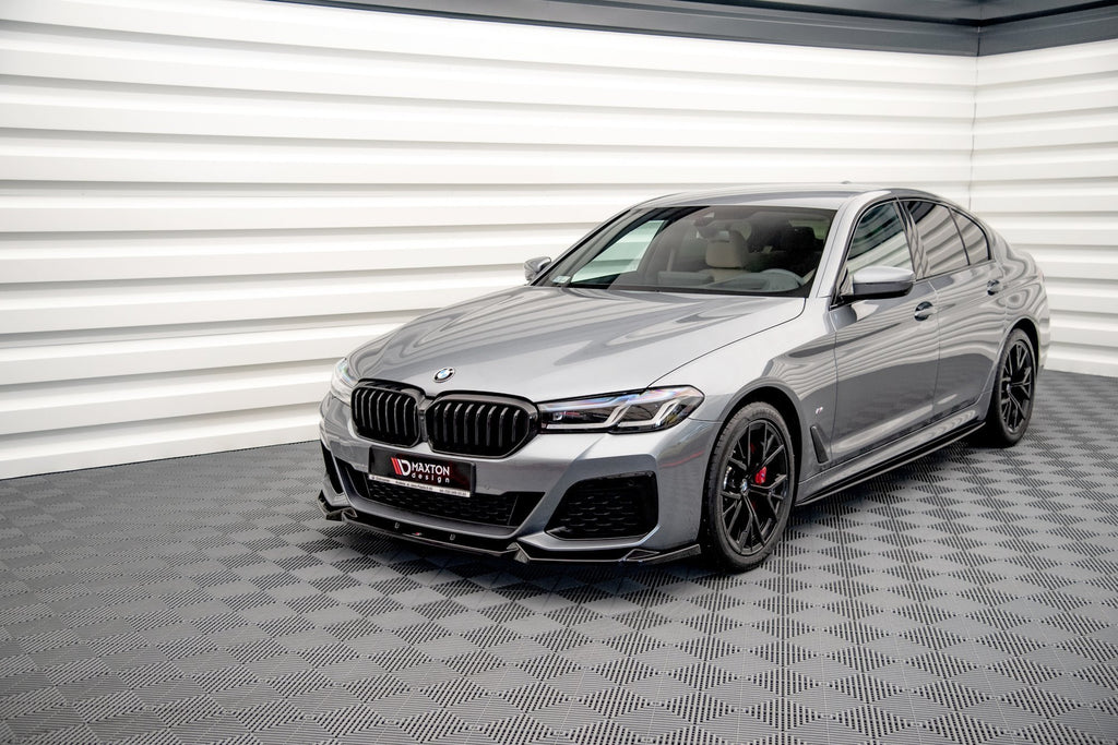 Maxton Design Street+ Spoilerlippe Front Ansatz V.1 passend für BMW 5er M-Paket / M550i / M550d Limousine / Touring G30 / G31 Facelift schwarz Hochglanz