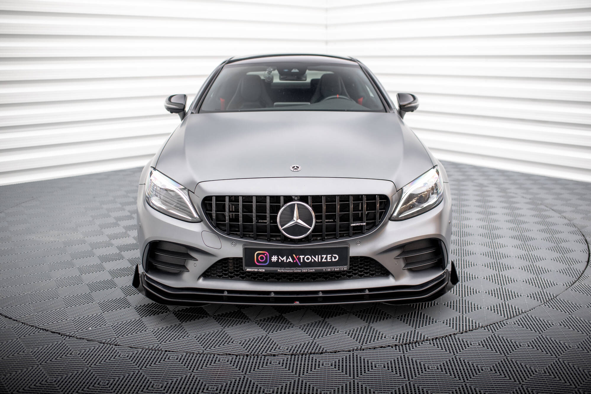 Maxton Design Street Pro Street+ Spoilerlippe Front Ansatz + Flaps passend für Mercedes-AMG C43 Coupe / Cabrio C205 Facelift / A205 Facelift schwarz Hochglanz