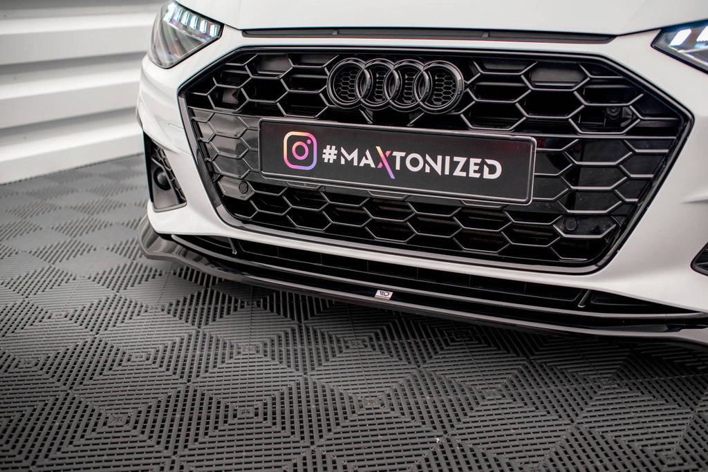 Maxton Design Street+ Spoilerlippe Front Ansatz V.2 passend für Audi A4 S-Line / S4 B9 Facelift schwarz Hochglanz