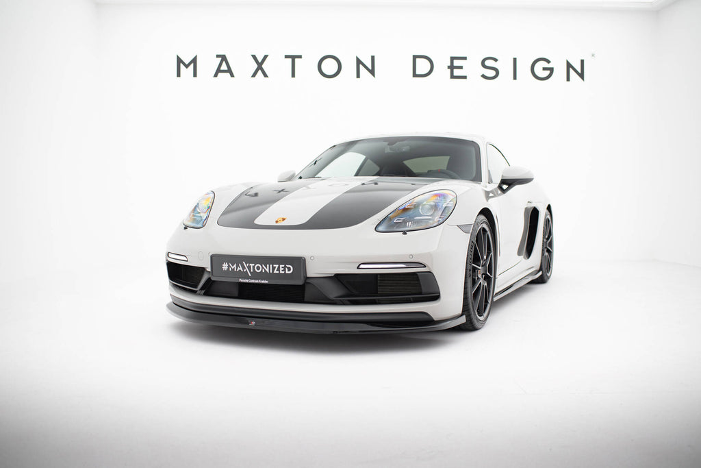 Maxton Design Street+ Spoilerlippe Front Ansatz passend für V.1 Porsche 718 Cayman GTS 982c schwarz Hochglanz