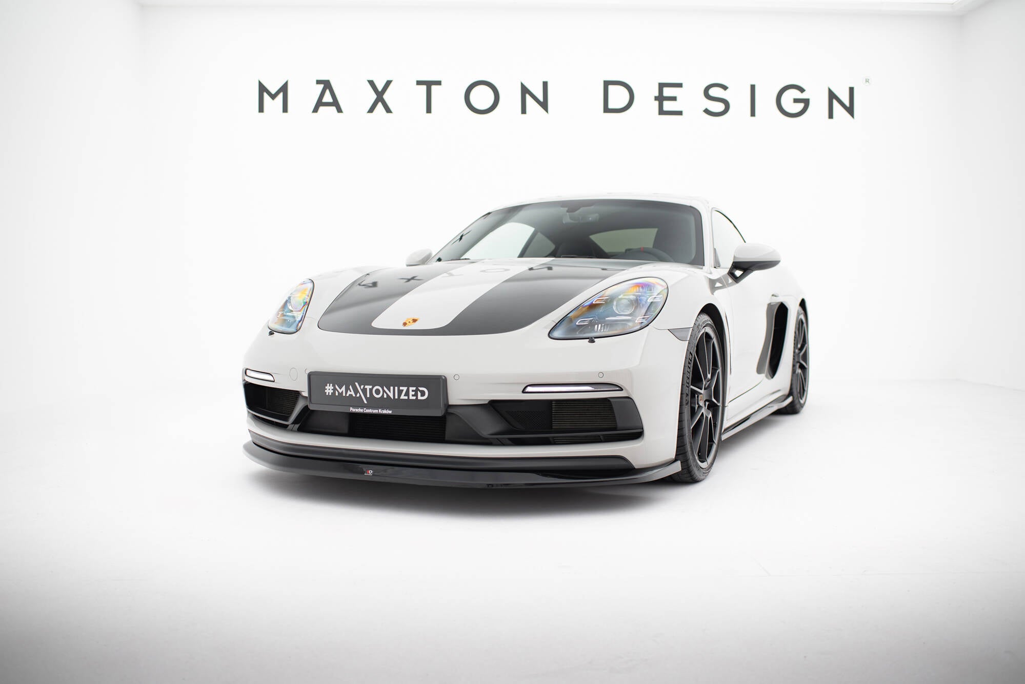 Maxton Design Street+ Spoilerlippe Front Ansatz passend für V.1 Porsche 718 Cayman GTS 982c schwarz Hochglanz