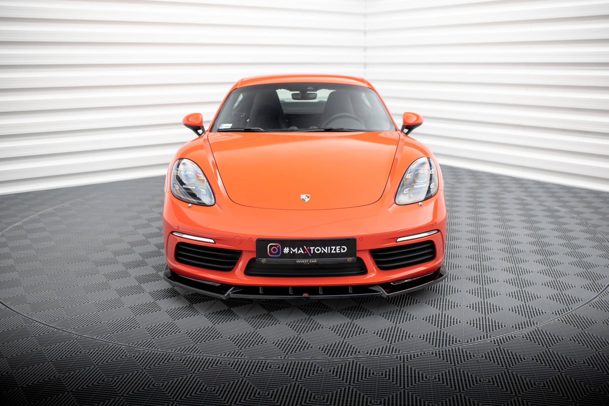 Maxton Design Street+ Spoilerlippe Front Ansatz V.1 passend für Porsche 718 Cayman 982c schwarz Hochglanz