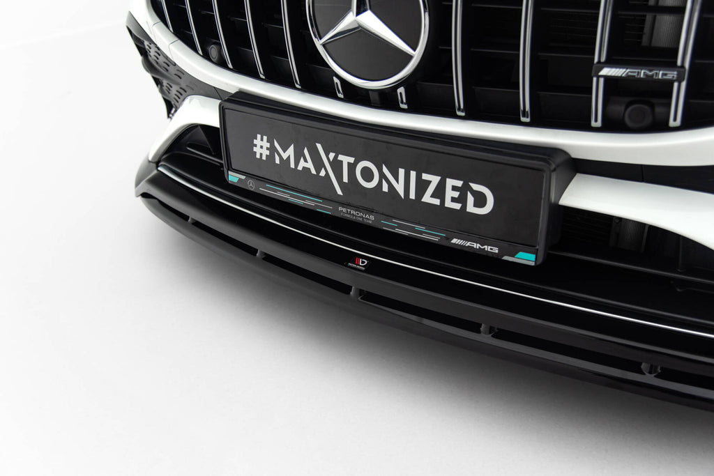 Maxton Design Street+ Spoilerlippe Front Ansatz passend für Mercedes-AMG CLA 35 Coupe / Shooting Brake C118 Facelift / X118 Facelift schwarz Hochglanz