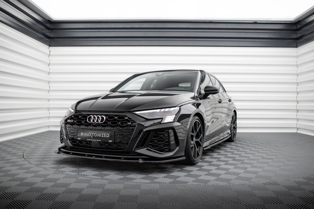 Maxton Design Street+ Spoilerlippe Front Ansatz V.1 passend für Audi RS3 Sportback 8Y schwarz Hochglanz