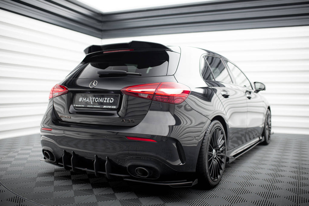Maxton Design Street Pro Heck Ansatz Flaps Diffusor + Flaps passend für Mercedes-AMG A35 Hatchback W177 schwarz Hochglanz