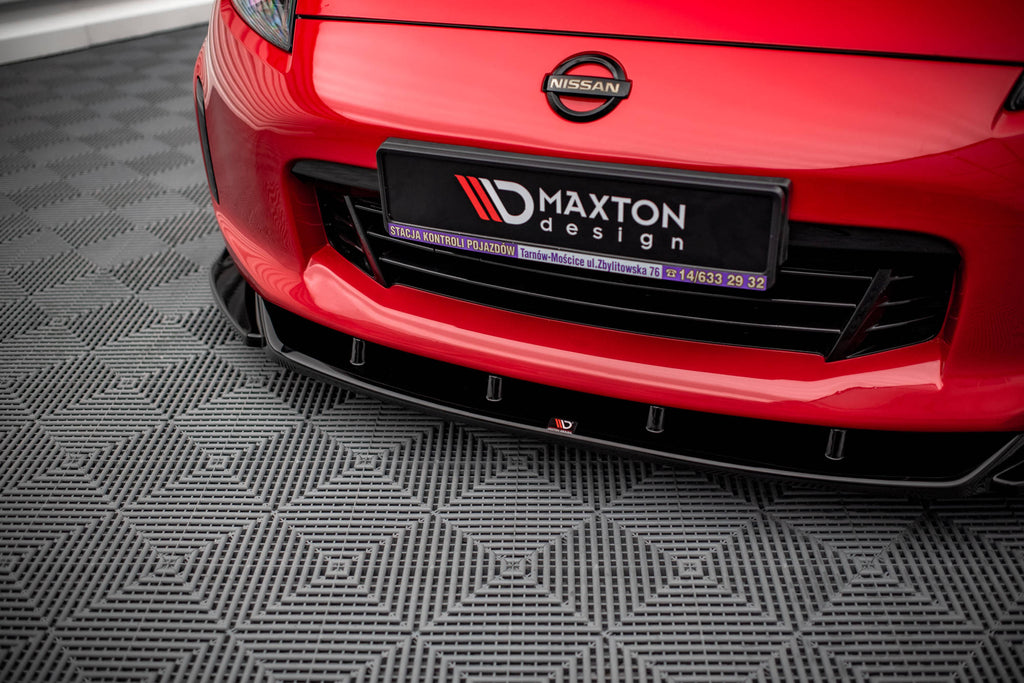 Maxton Design Street+ Spoilerlippe Front Ansatz V.2 passend für Nissan 370Z Facelift schwarz Hochglanz