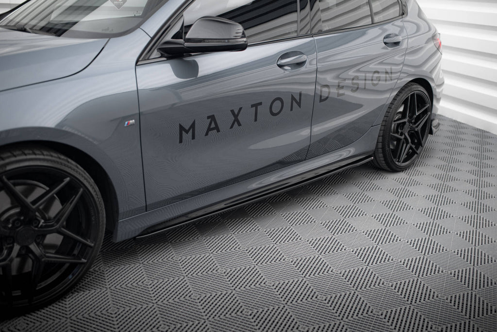 Maxton Design Street+ Seitenschweller Leisten V.2 passend für BMW 1er M-Paket / M135i / 128ti schwarz Hochglanz