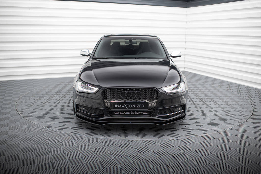 Maxton Design Street+ Spoilerlippe Front Ansatz V.2 passend für Audi A4 S-Line / S4 B8 Facelift schwarz Hochglanz