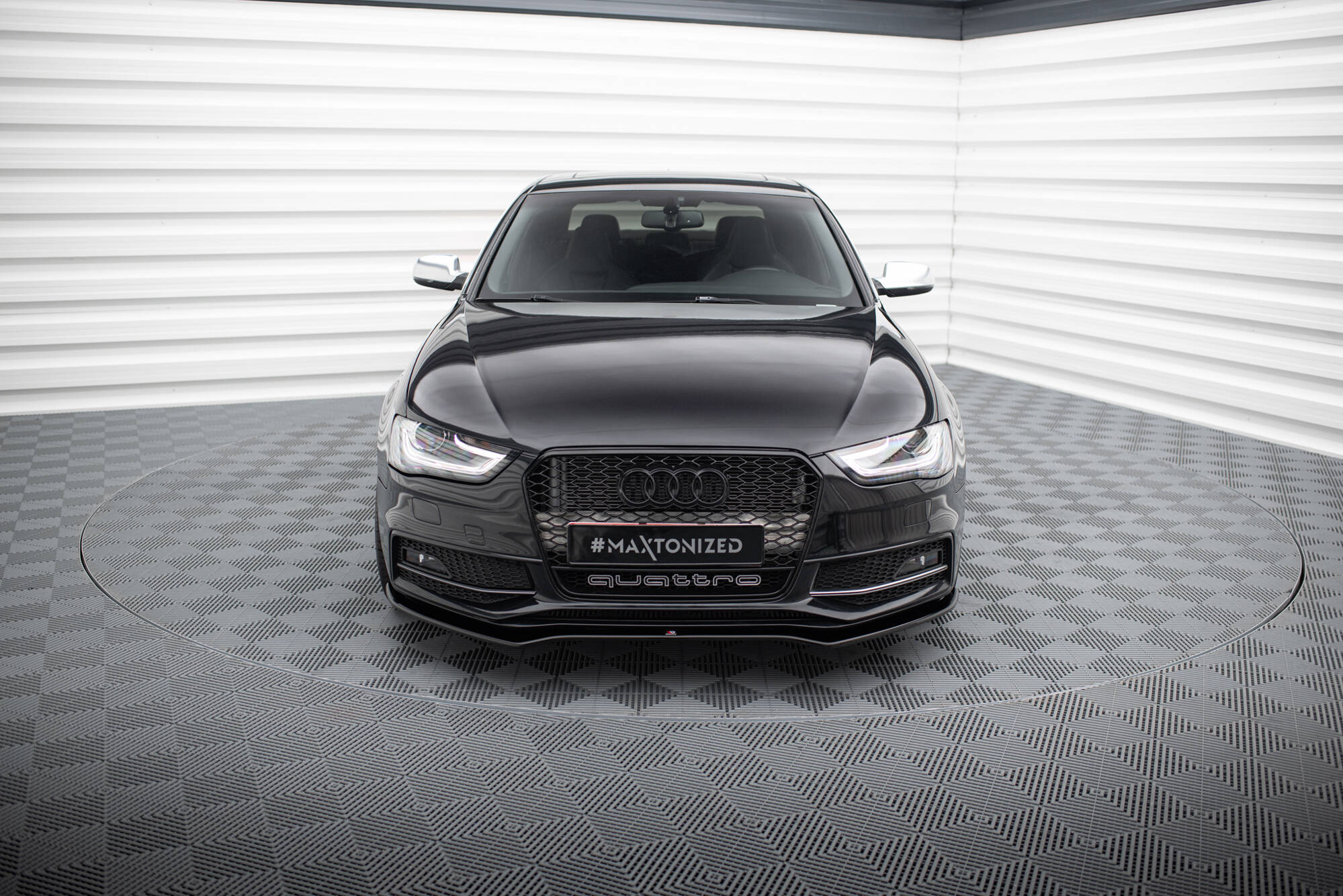 Maxton Design Street+ Spoilerlippe Front Ansatz V.2 passend für Audi A4 S-Line / S4 B8 Facelift schwarz Hochglanz