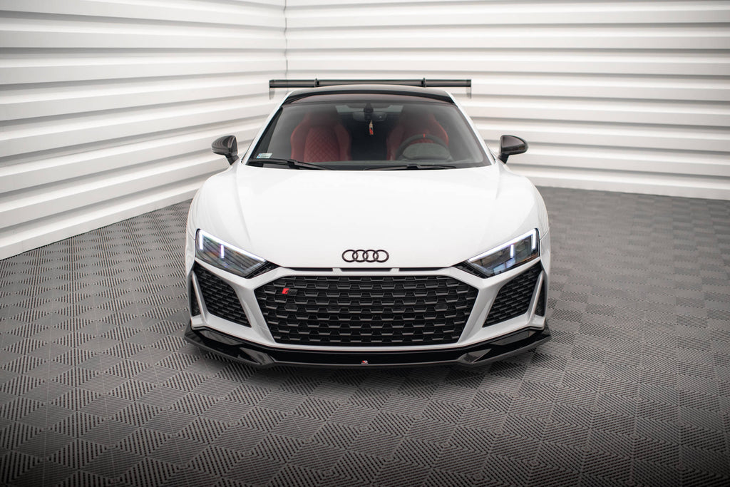 Maxton Design Street+ Spoilerlippe Front Ansatz V.3 passend für Audi R8 Mk2 Facelift schwarz Hochglanz