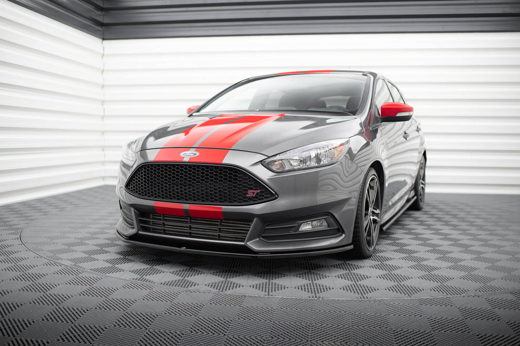 Maxton Design Street+ Spoilerlippe Front Ansatz V.2 passend für Ford Focus ST Mk3 Facelift schwarz Hochglanz