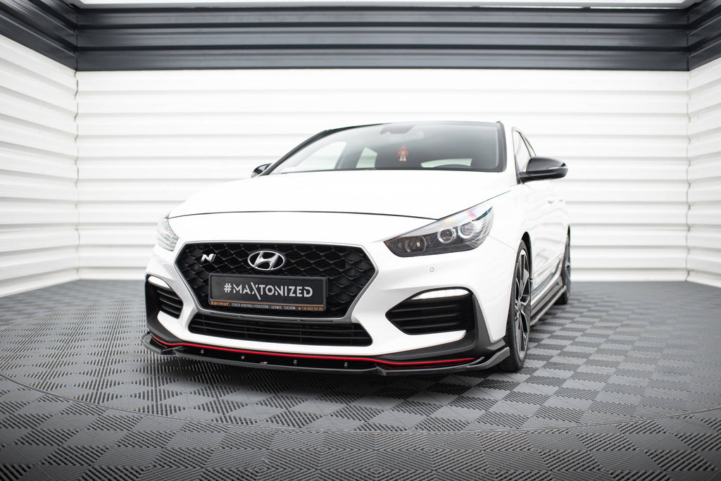 Maxton Design Street+ Spoilerlippe Front Ansatz V.5 passend für Hyundai I30 N Mk3 Hatchback/ Fastback schwarz Hochglanz