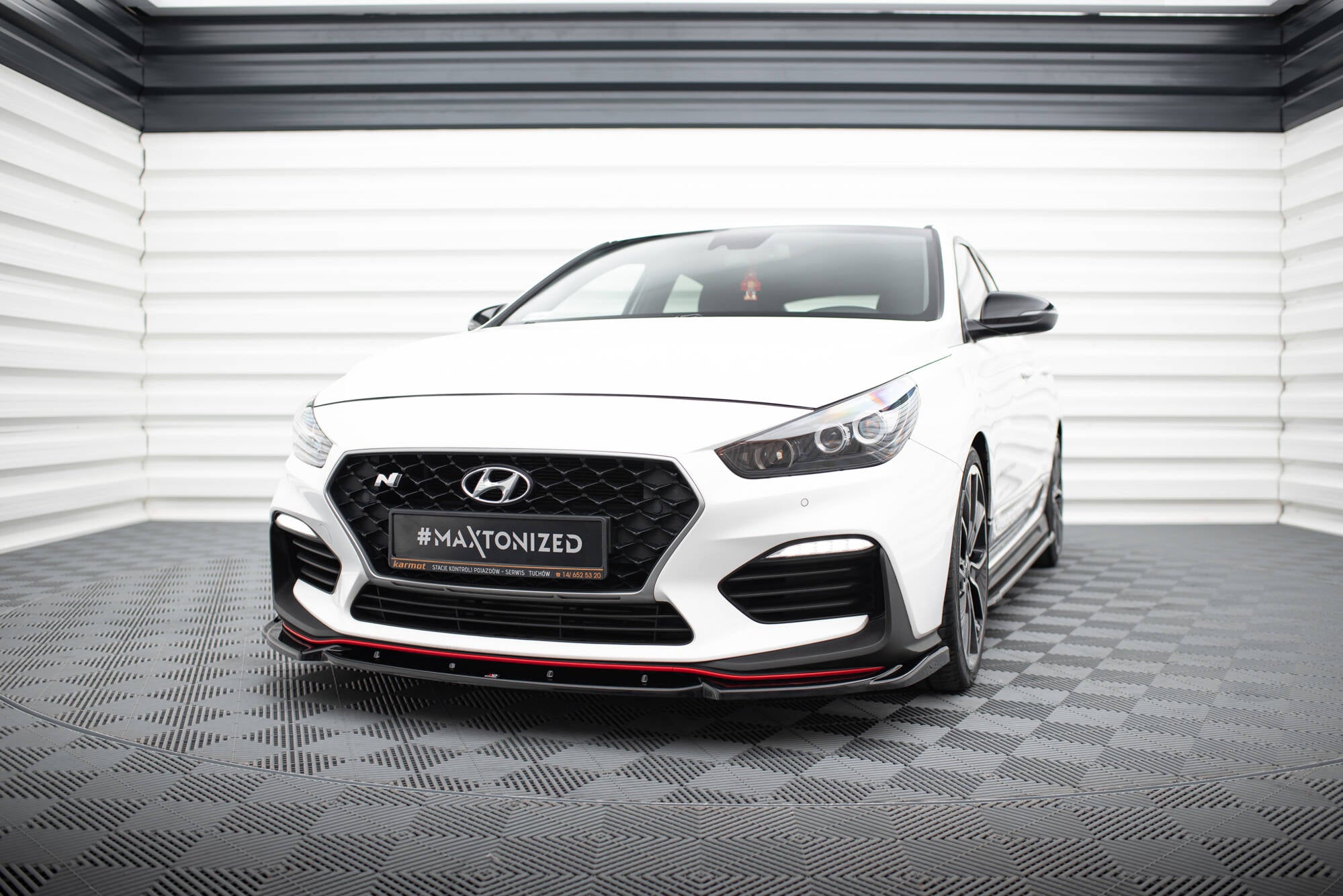 Maxton Design Street+ Spoilerlippe Front Ansatz V.5 passend für Hyundai I30 N Mk3 Hatchback/ Fastback schwarz Hochglanz