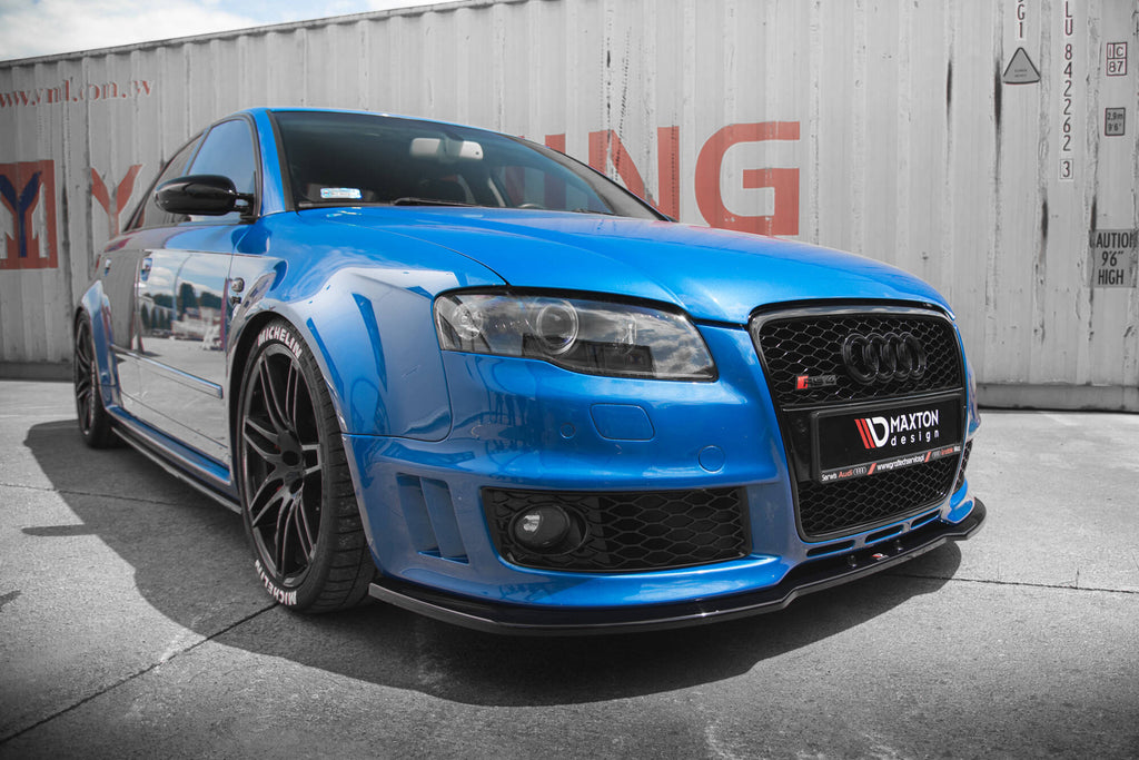 Maxton Design Street+ Spoilerlippe Front Ansatz V.2 passend für Audi RS4 B7 schwarz Hochglanz