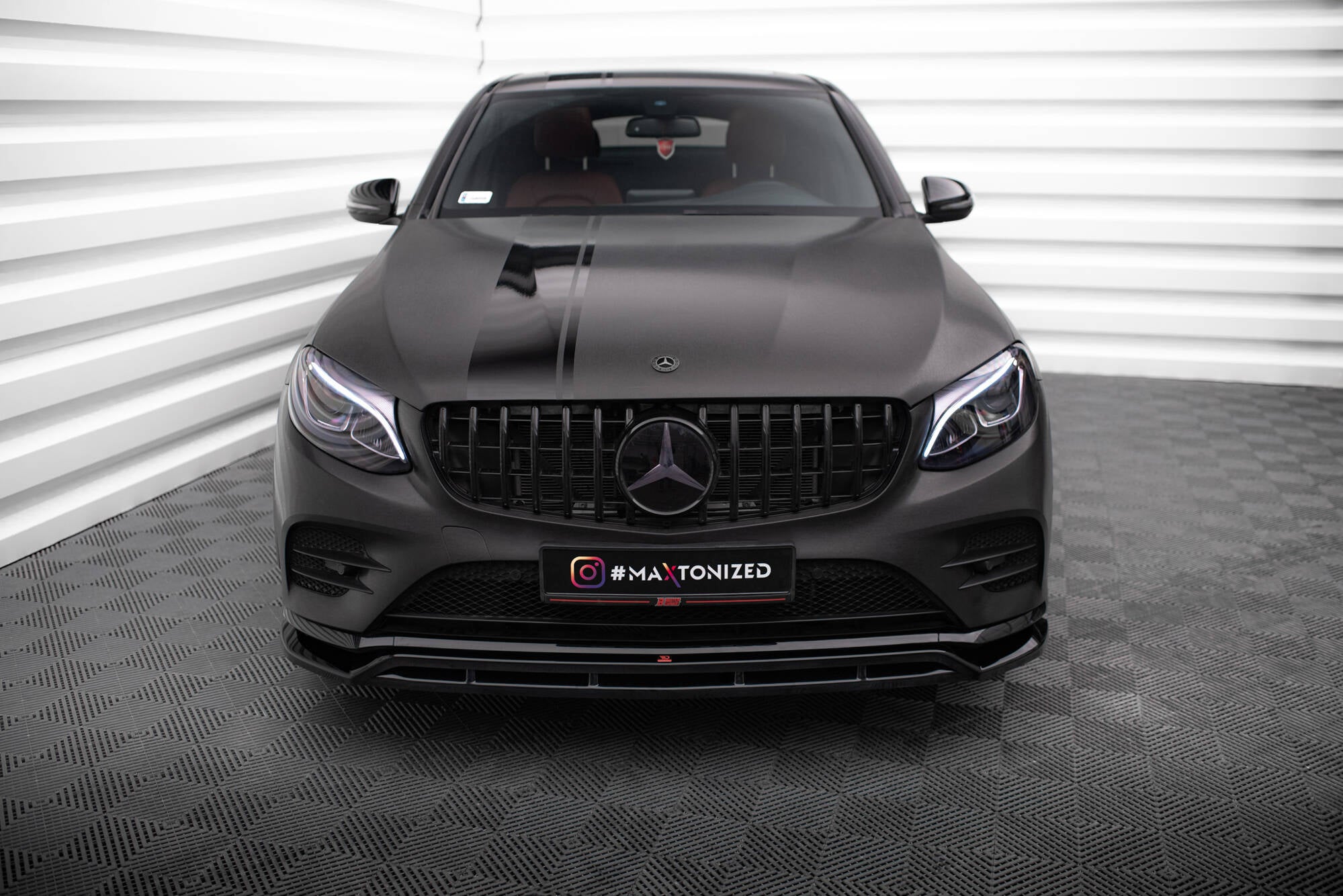 Maxton Design Street+ Spoilerlippe Front Ansatz passend für Mercedes-Benz GLC Coupe AMG-Line /43 AMG C253 schwarz Hochglanz