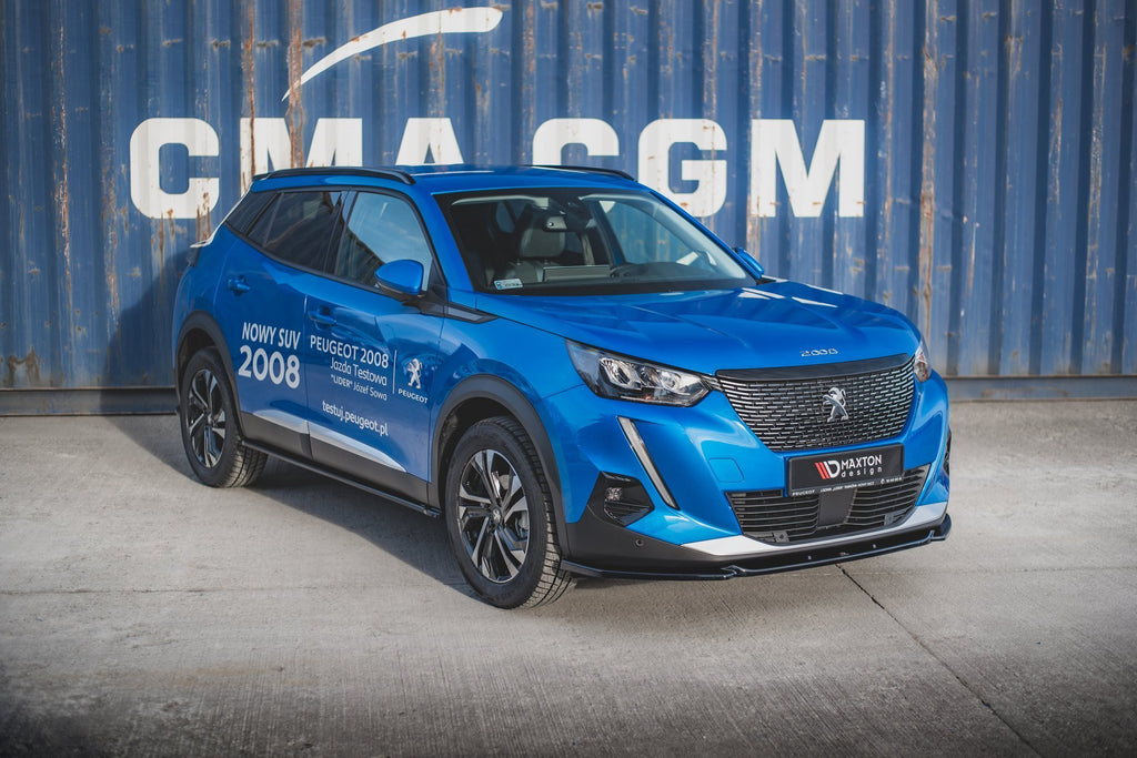Maxton Design Street+ Spoilerlippe Front Ansatz V.2 passend für Peugeot 2008 Mk2 schwarz Hochglanz