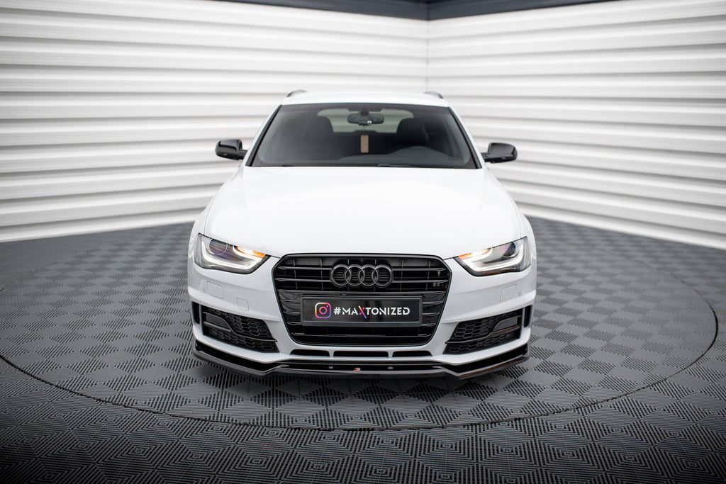 Maxton Design Street+ Spoilerlippe Front Ansatz V.2 passend für Audi A4 Competition B8 Facelift schwarz Hochglanz