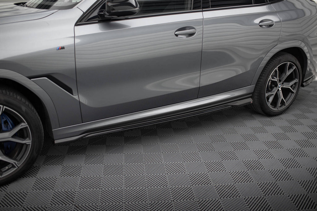 Maxton Design Street+ Seitenschweller Leisten passend für V.1 passend für BMW X6 M-Paket G06 Facelift schwarz Hochglanz