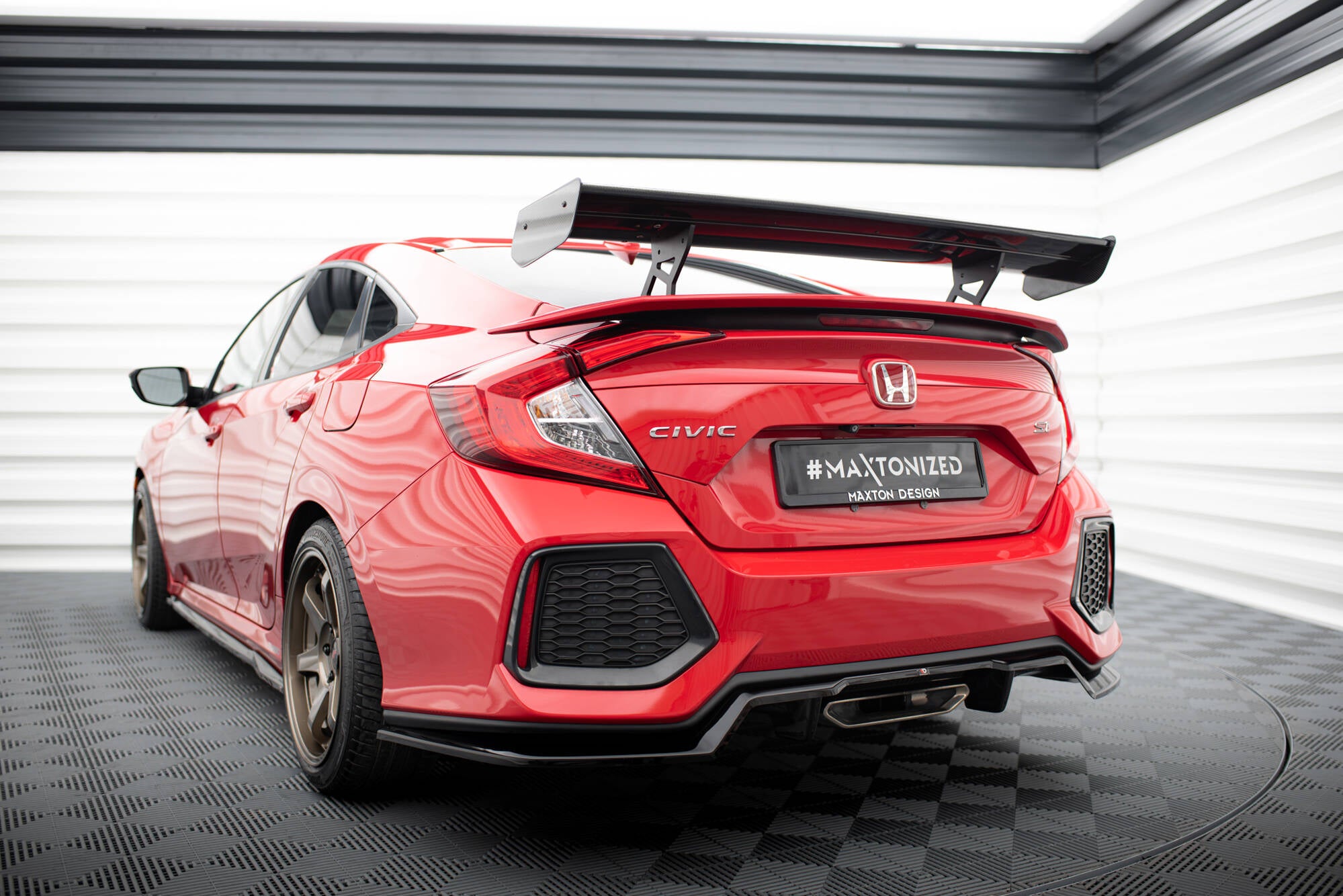 Maxton Design Carbon Spoiler With Internal Brackets Uprights Honda Civic SI Mk10 für Honda Civic Mk10