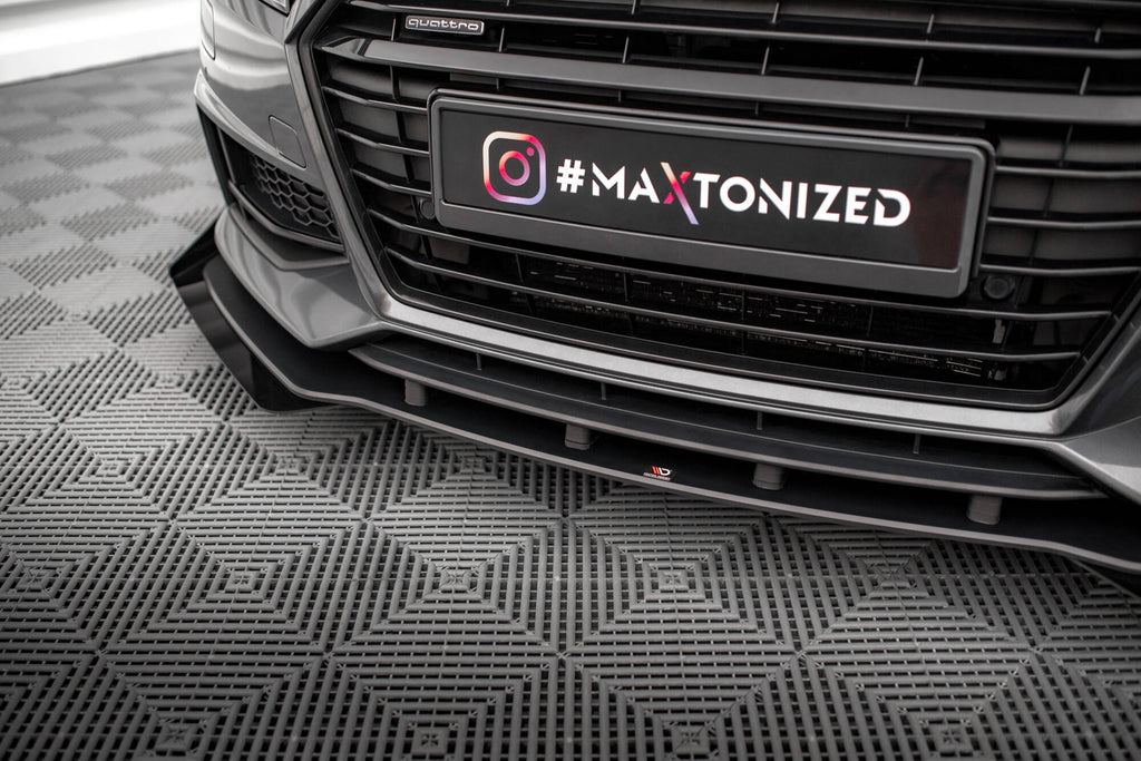 Maxton Design Street Pro Street+ Spoilerlippe Front Ansatz + Flaps passend für Audi TT S / S-Line 8S schwarz Hochglanz