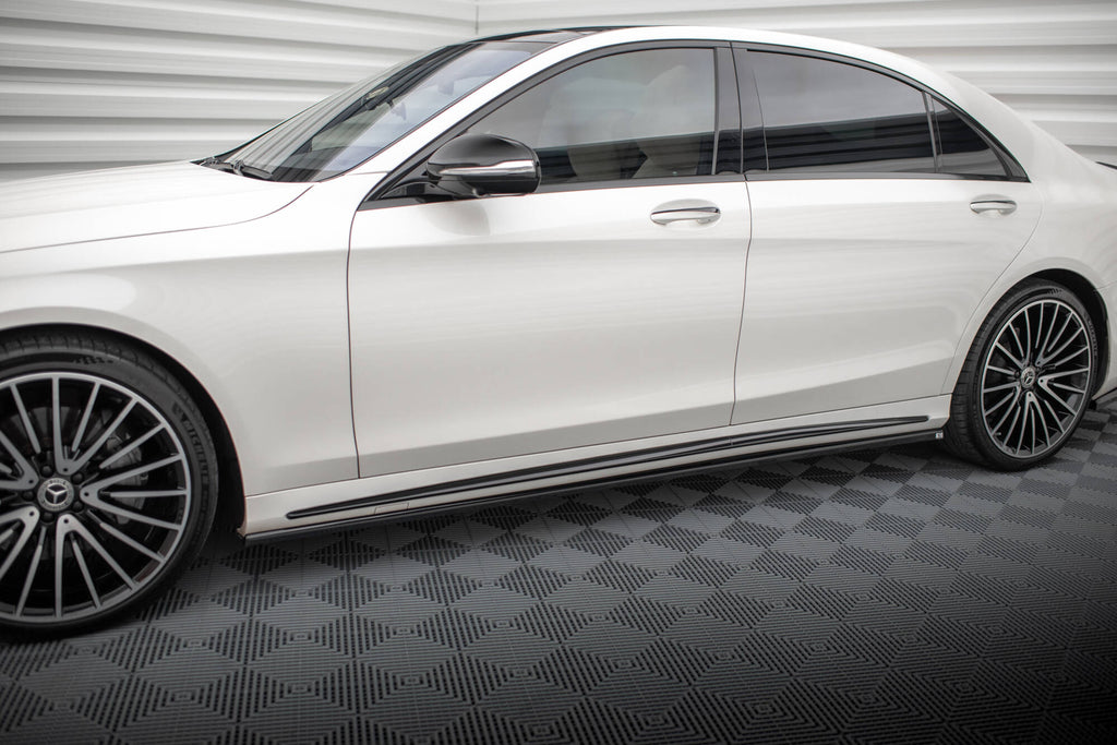 Maxton Design Street+ Seitenschweller Leisten passend für Mercedes-Benz S Lang AMG-Line W222 schwarz Hochglanz