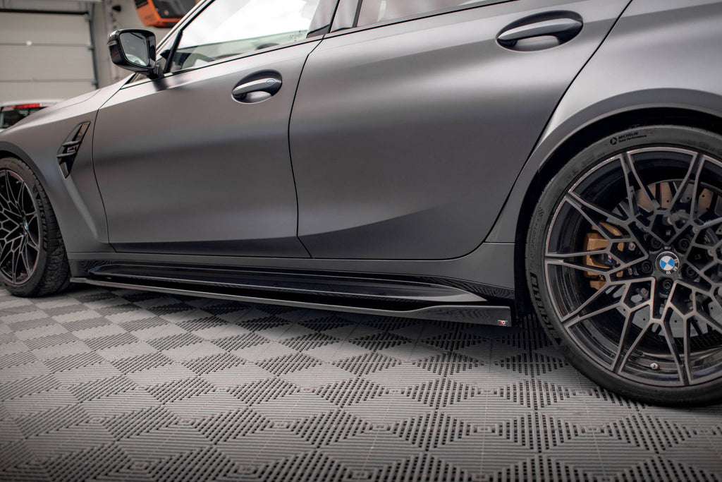 Maxton Design Street+ Seitenschweller Leisten V.2 passend für BMW M3 Limousine / Touring G80 / G81 schwarz Hochglanz