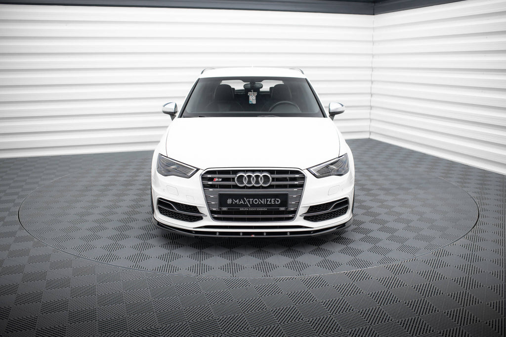 Maxton Design Street+ Spoilerlippe Front Ansatz V.1 passend für Audi S3 / A3 S-Line Sportback / Hatchback 8V schwarz Hochglanz