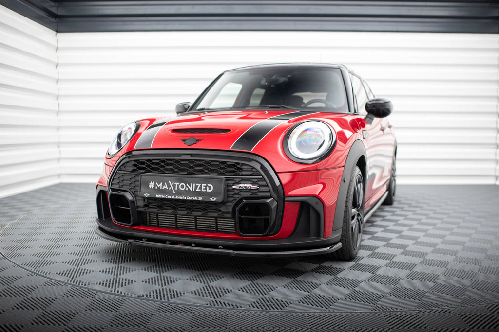 Maxton Design Street+ Spoilerlippe Front Ansatz V.1 passend für Mini Cooper S John Cooper Works F56 Facelift schwarz Hochglanz