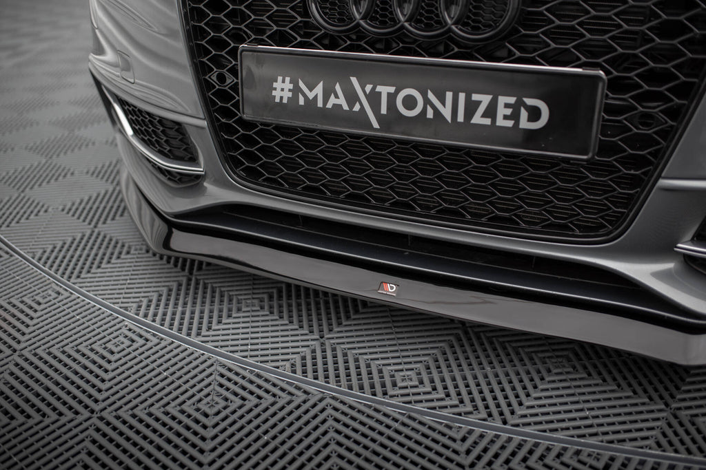 Maxton Design Street+ Spoilerlippe Front Ansatz V.1 passend für Audi S5/A5 S-Line 8T Facelift schwarz Hochglanz