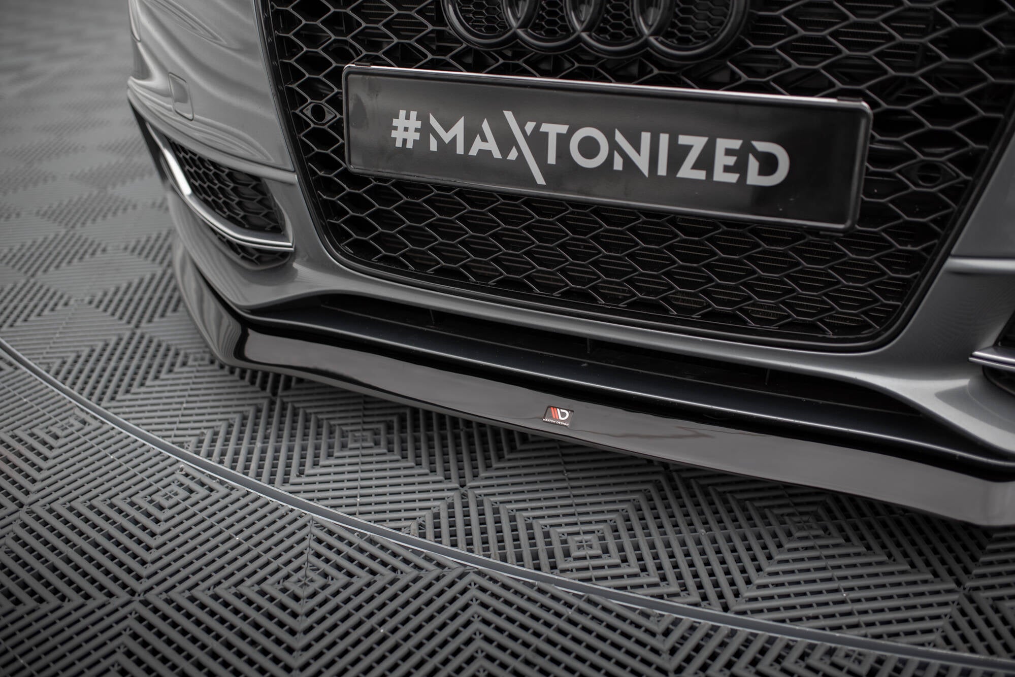 Maxton Design Street+ Spoilerlippe Front Ansatz V.1 passend für Audi S5/A5 S-Line 8T Facelift schwarz Hochglanz