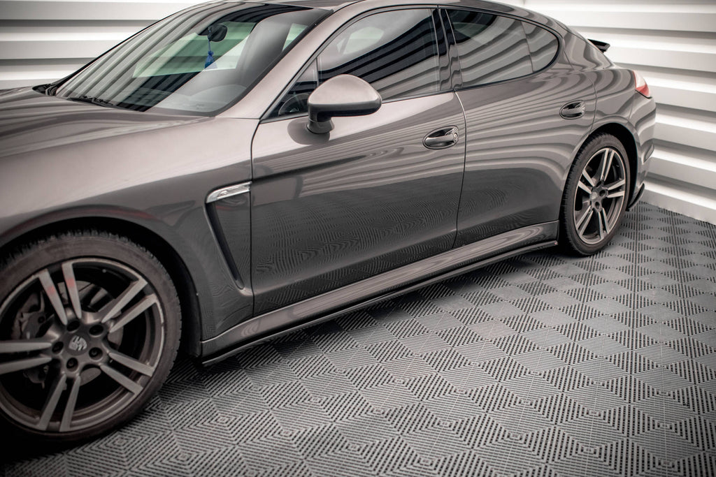 Maxton Design Street+ Seitenschweller Leisten V.2 passend für Porsche Panamera / Panamera Diesel / Panamera Turbo 970 schwarz Hochglanz