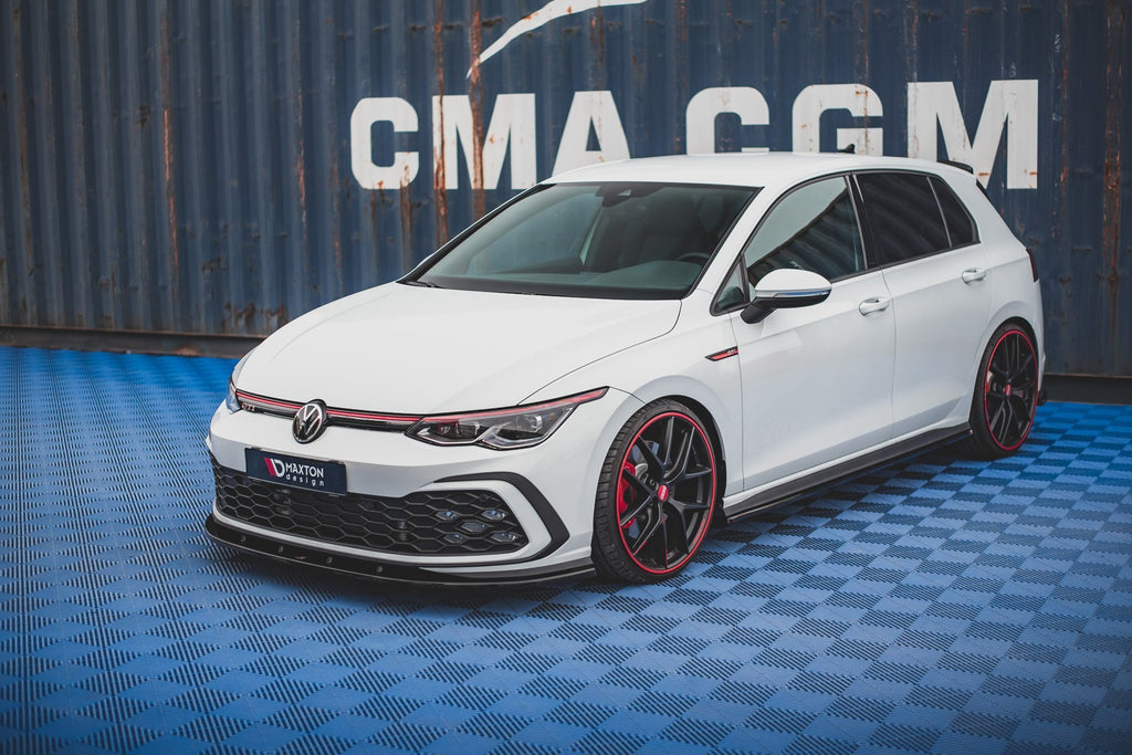 Maxton Design Street+ Spoilerlippe Front Ansatz passend für VW Golf GTI / GTE / GTD / R-Line Mk8 schwarz Hochglanz