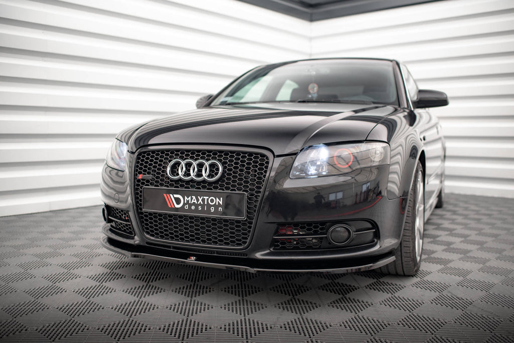 Maxton Design Street+ Spoilerlippe Front Ansatz passend für Audi A4 S-Line B7 schwarz Hochglanz