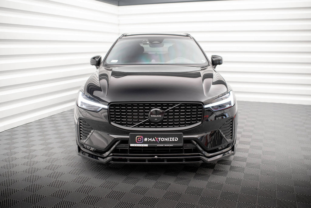 Maxton Design Street+ Spoilerlippe Front Ansatz passend für Volvo XC60 R-Design Mk2 Facelift schwarz Hochglanz