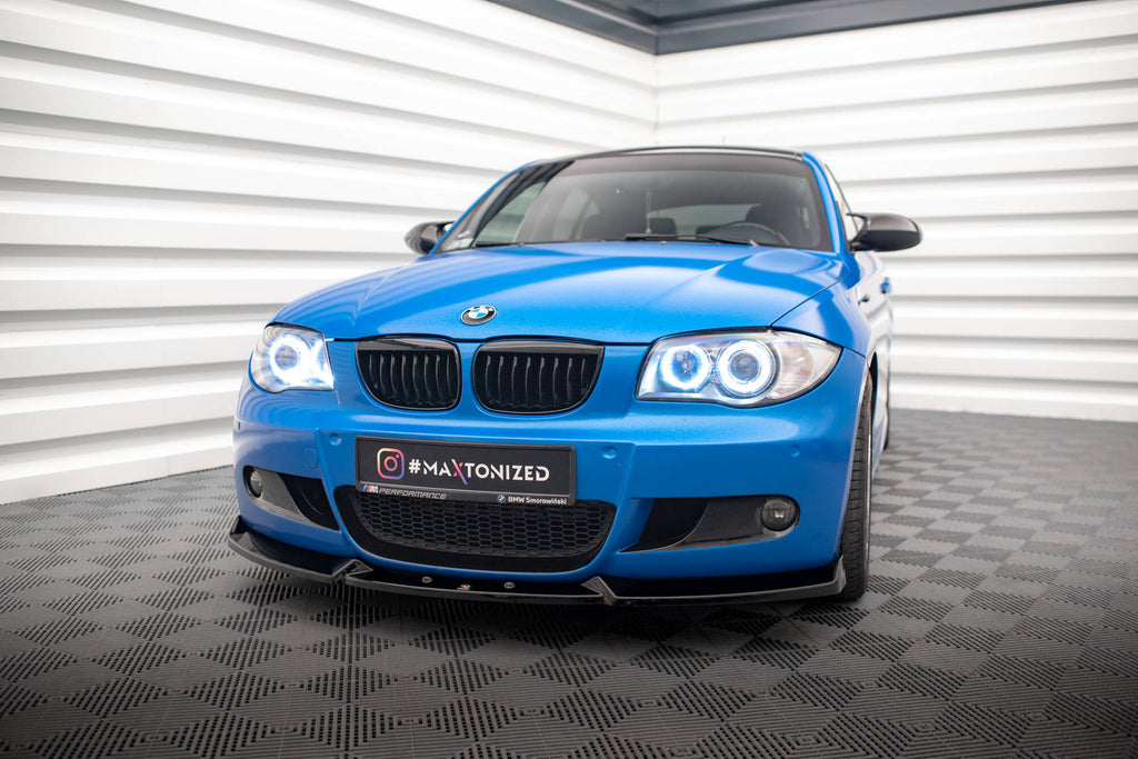 Maxton Design Street+ Spoilerlippe Front Ansatz V.2 passend für BMW 1er M-Paket E87 / E81 Facelift schwarz Hochglanz