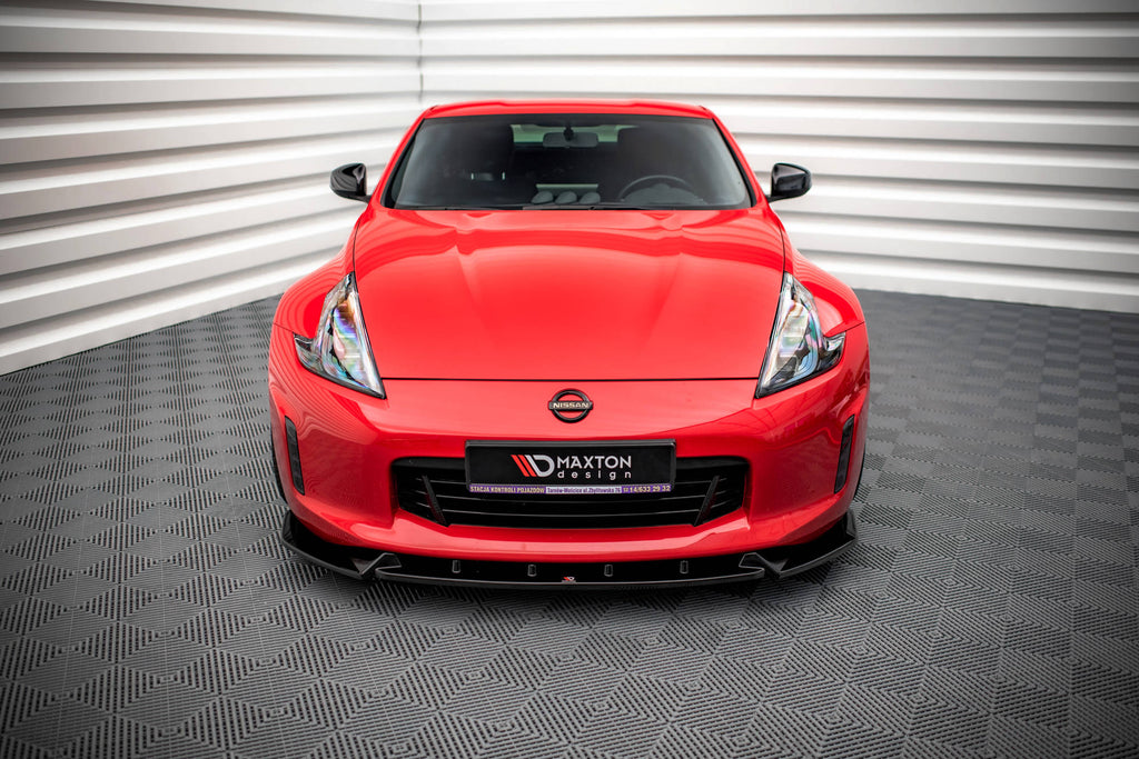 Maxton Design Street+ Spoilerlippe Front Ansatz V.3 passend für Nissan 370Z Facelift schwarz Hochglanz